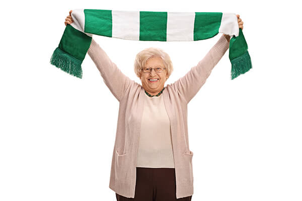 Grandmother with sporting scarf